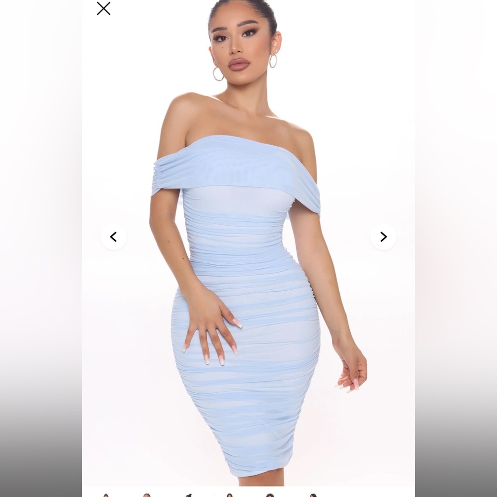 Fashion Nova Light Blue Mesh Dress